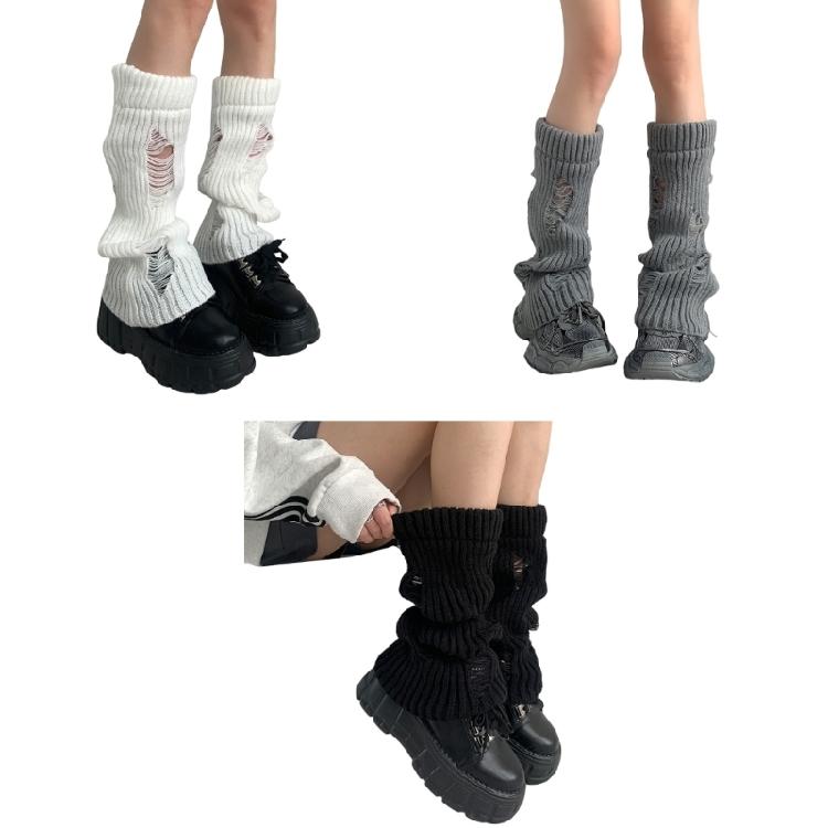 Winter Warme Gaten Beenwarmers voor Vrouwen Meisjes Lolitas Voetbedekking Sokken Gothic Harajuku Beenbedekking Middelhoge Sokken Cadeaus