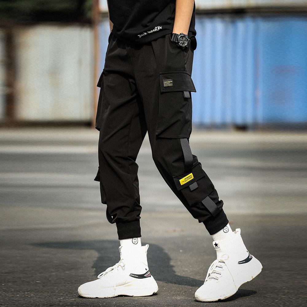 FiveFive Streetwear Black Mens Harem Joggers Pants Men Cargo Pants Hip Hop Casual Pockets Sweatpants Male Fashion Trousers Plus Size
