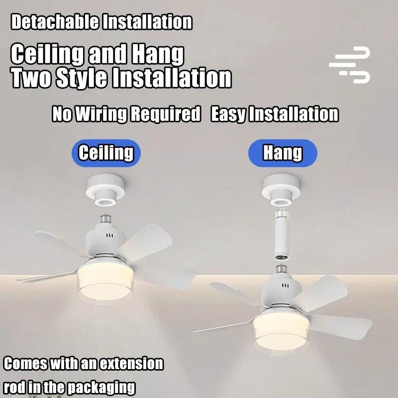 LED Ceiling Fan Light E27 with APP&Remote Control Dimming 6-speed Adjustable Wind Speed Suitable for Living Room Study Home Use