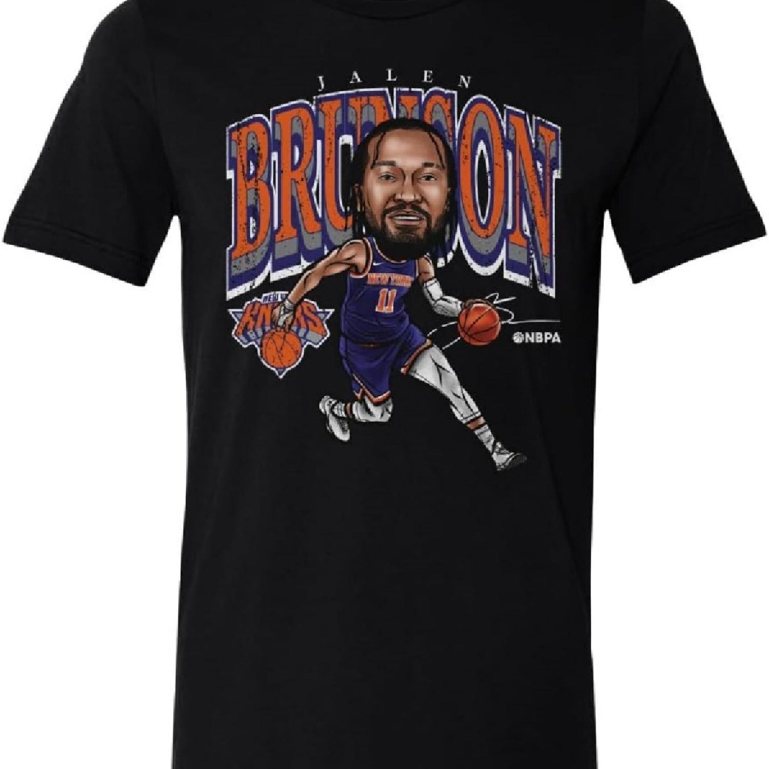 

500 LEVEL Jalen Brunson New York Knicks Shirt - Jalen Brunson New York Knicks Cartoon WHT XXXXXL