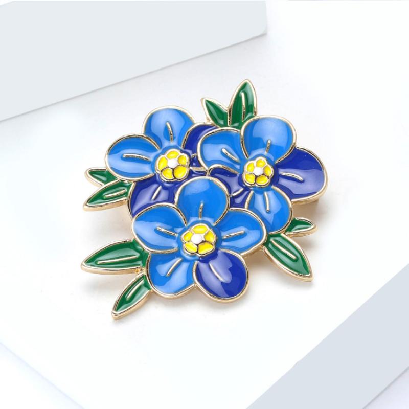 Mode High-End 3-Blatt-Blumenbroschen für Damen Unisex Emaille Pflanzen Pins Büro Party Schmuck Zubehör Freund Geschenke