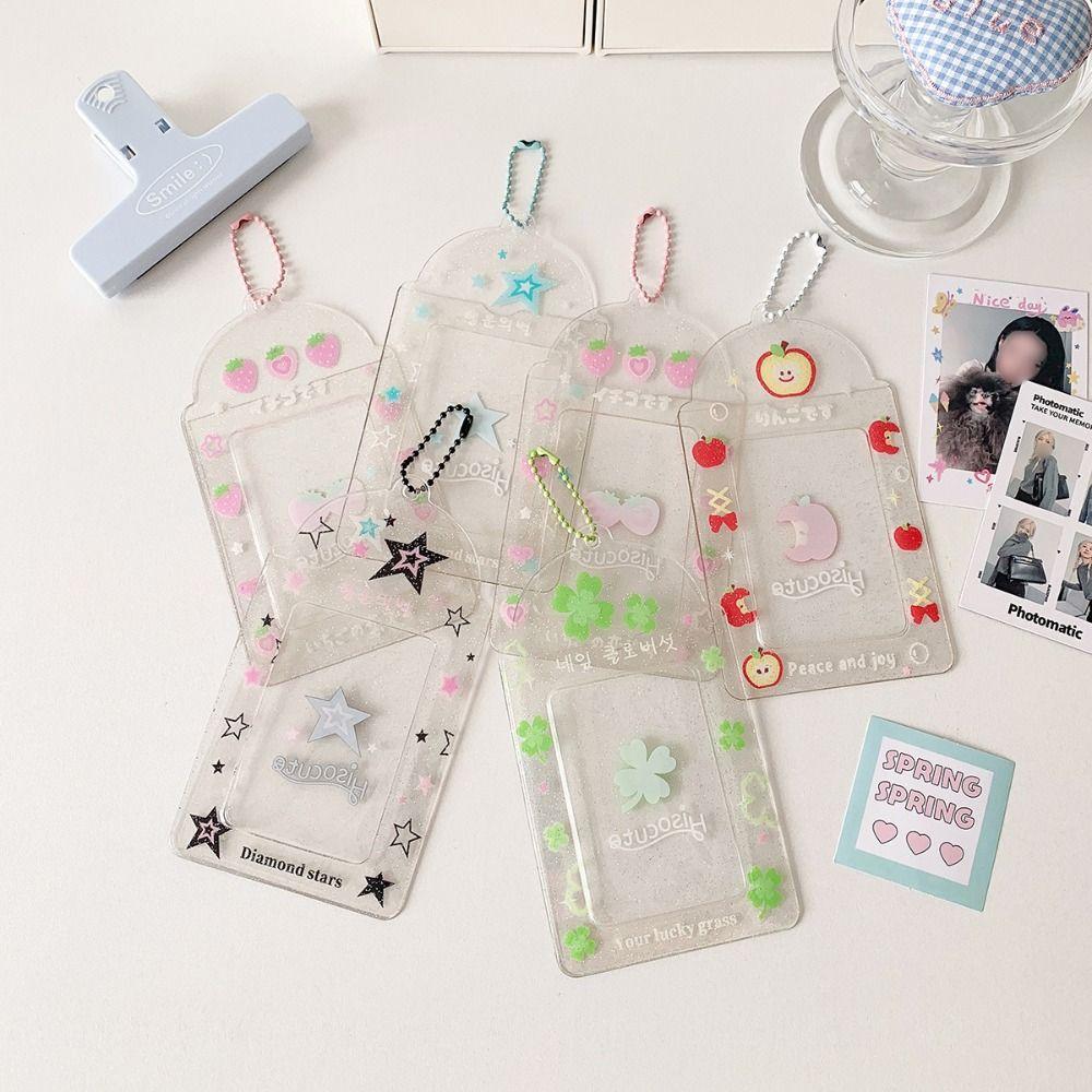 Cute Acrylic Card Holder 3 Inch Kawaii Photos Protective Cover Cartoon ID Card Card Holder Student