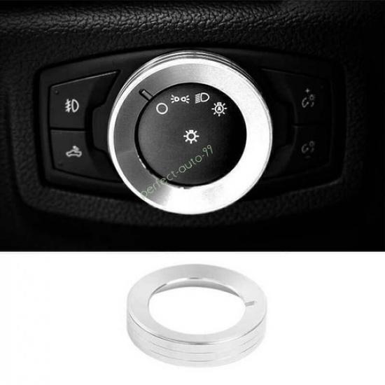 For Ford Mustang 2015- Silver Aluminum Headlight Switch Control Knob Ring 1X