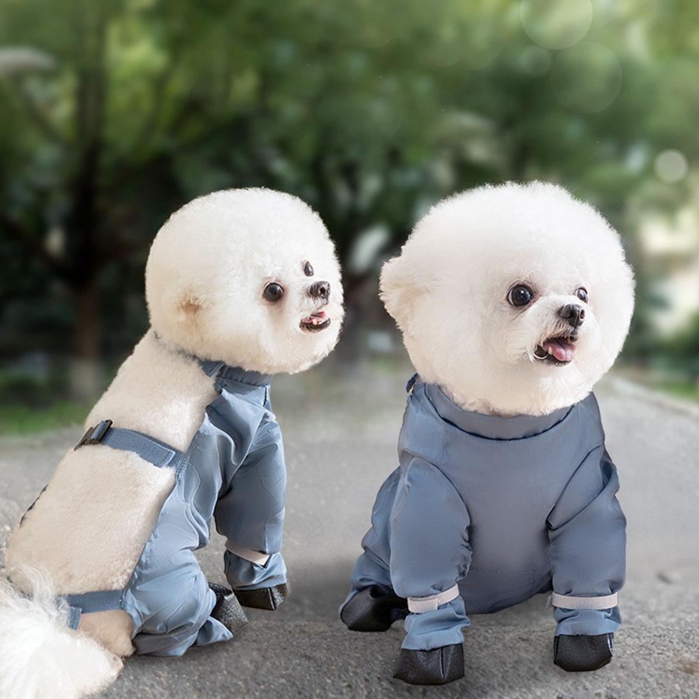 Dirty-Proof Dog Suspender Boots with Harness Anti-Slip Adjustable Straps Pets Dustproof Pants for Small To Medium Dogs