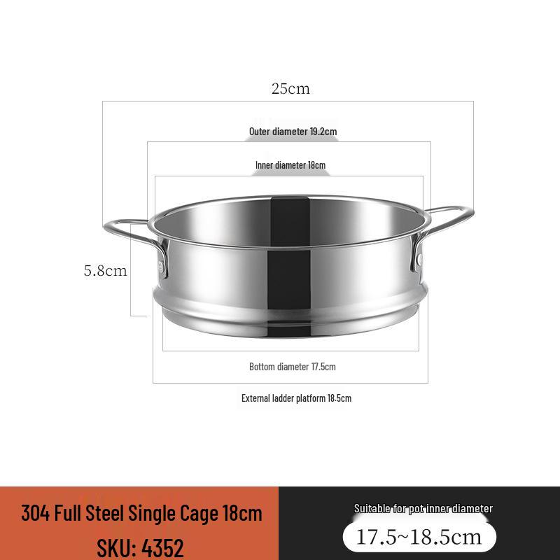 Cestello per Vapore in Acciaio Inossidabile 304 Impilabile Mini - Piccola Dimensione, Perfetto per Dormitori e per Cuocere al Vapore Mantou o Baozi, con Pentolino per Alimenti Complementari