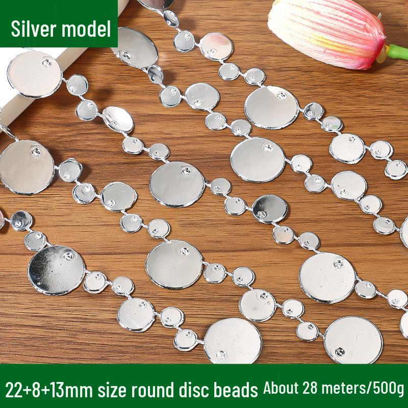 Lanț cu Mărgele Aurii și Argintii: Decorațiune Pom de Crăciun & Șir Decorativ DIY