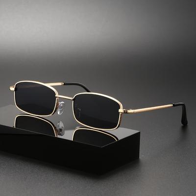 Modische Vintage-Sonnenbrille für Herren mit quadratischem Metallrahmen – Goldfarbener Retro-Stil, blendfreie PC-Gläser, elegantes Design für Business und Freizeit