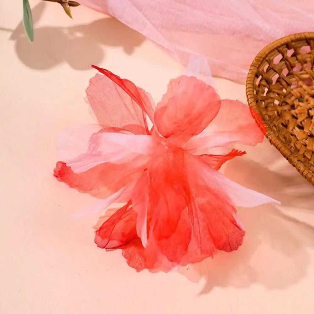 14cm 3D Organza Flowers DIY Silk Flower Lace Patches Applique Wedding Dress Accessories Gradient Lace Trim Sewing Accessories