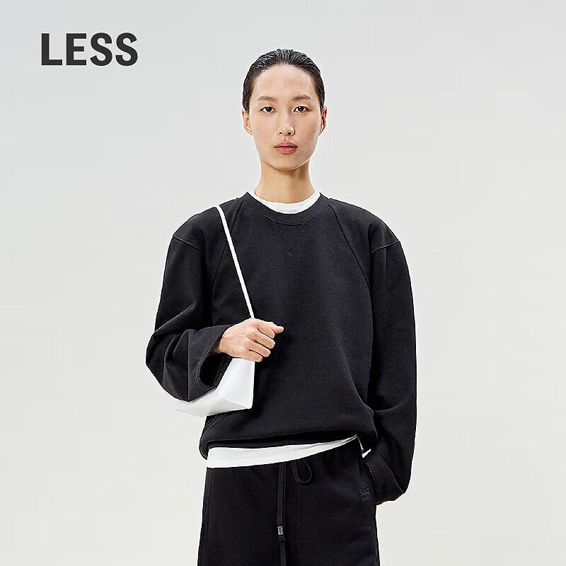 LESS 2025 Spring Cotton Round Neck Pullover Sweatshirt