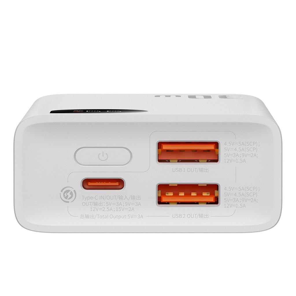 Adaman2 Powerbank 10000mAh with digital display 2x USBA 1x USBC 30W white
