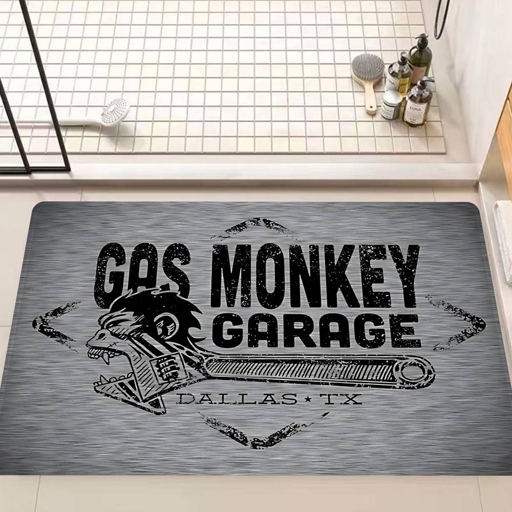Gas Monkey Garage Logo Fußmatte Rechteckig Anti-Rutsch Zuhause Weich Badezimmer-Matte Eingangstür Innen Außen Matte Willkommens-Fußmatte