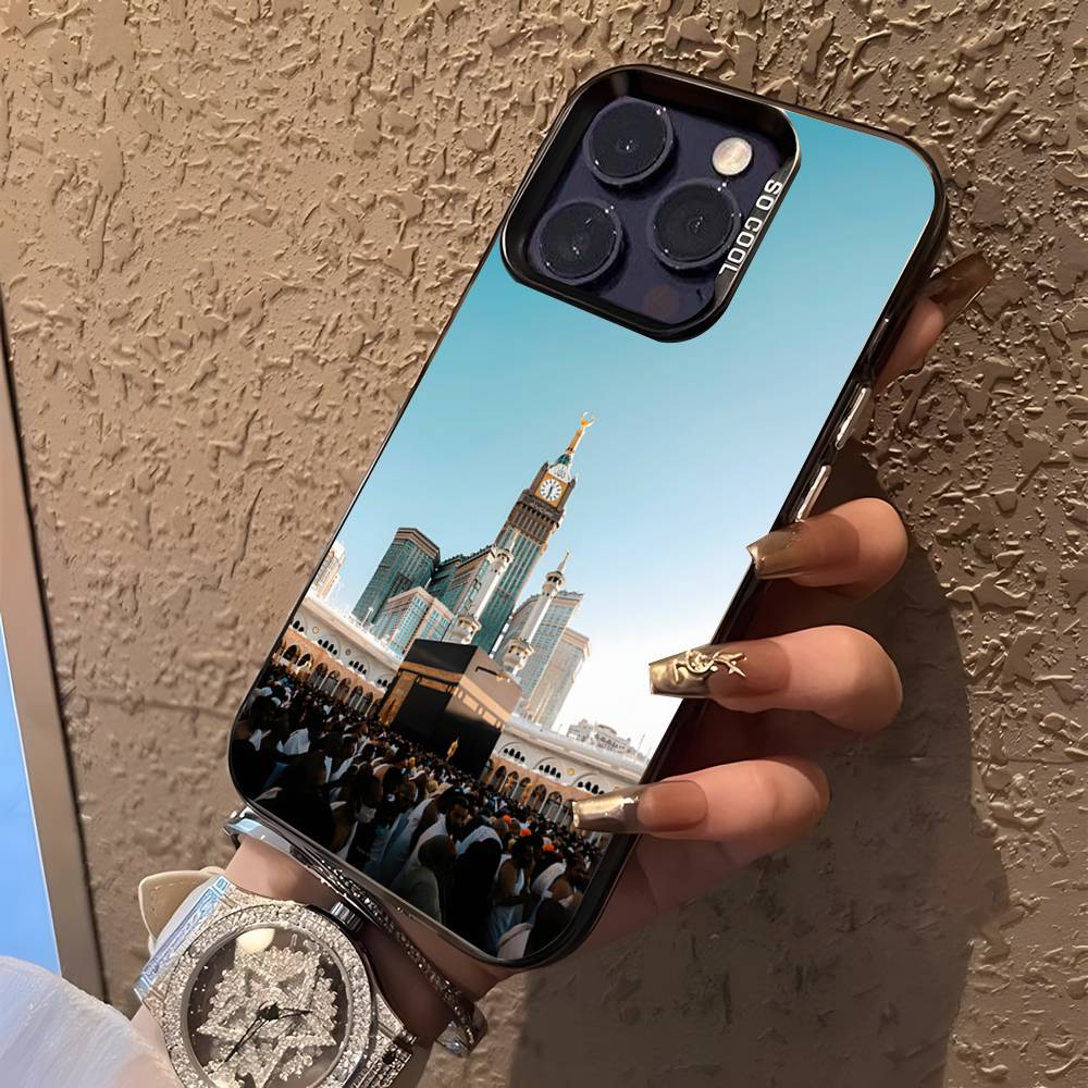 Pilgrims IN Mecca Cover For iPhone 17,16,15,14,13,12,11,Mini,Pro,E,SE4,XS,MAX Black Shockproof Candy Matte Cover