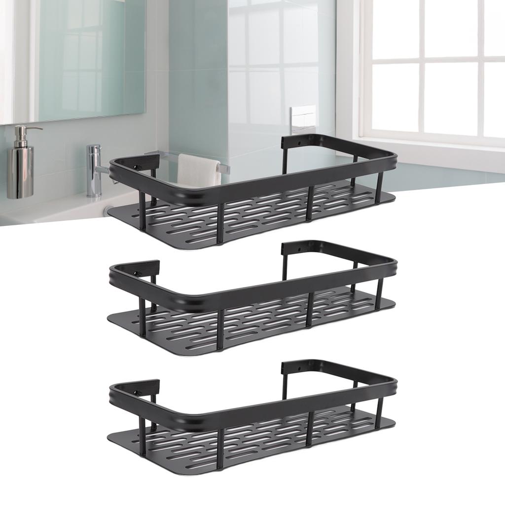 Shower Storage Rack 3 Layers Punch   Rectangle Aluminum Shower Shelf Basket for Home Bathroom