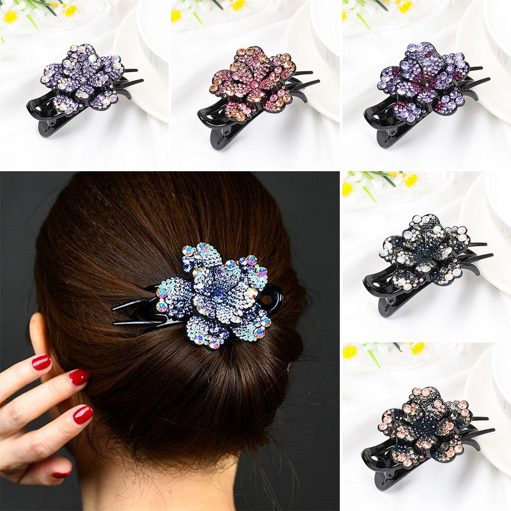 

Durable Crystal Dovetail Barrette Hair Clips Styling Tools Rhinestone Hairpin Style 1