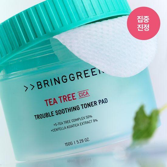 Bring Green Tea Tree Cica Trouble Soothing Toner Pads 90 Sheets (Single/Refill Plan)