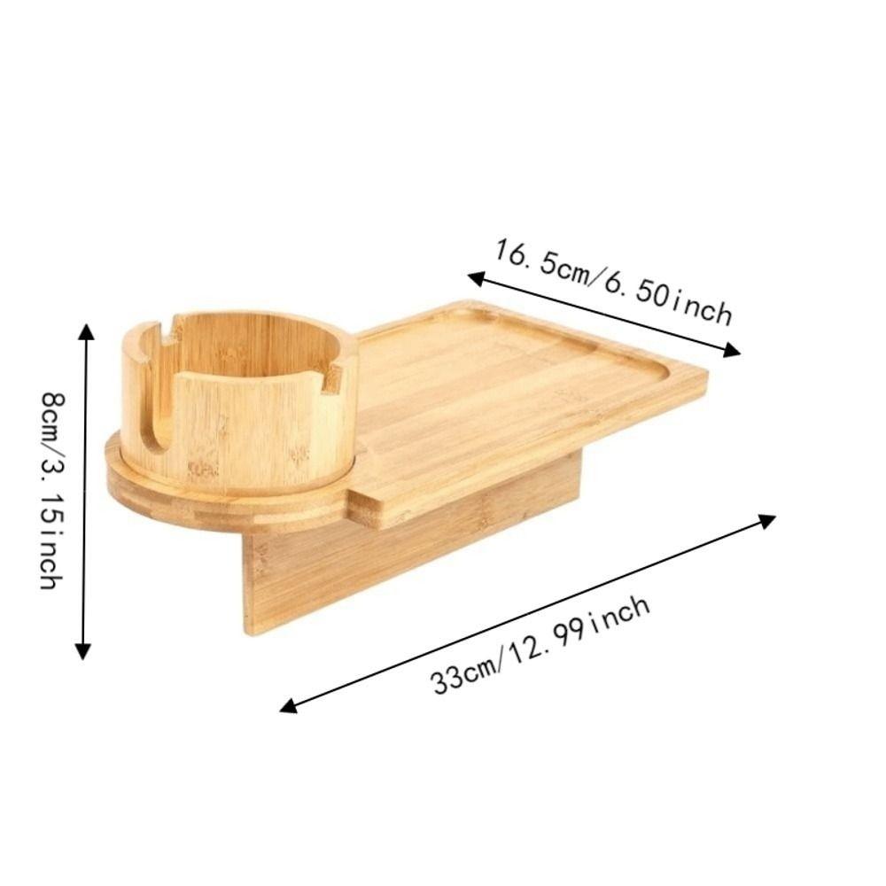 Wood 2 in 1 Couch Arm Tray Movable with Rotating Mug Holder Sofa Armrest Gap Tray Space Saving Sofa Armrest Storage Tray Drinks