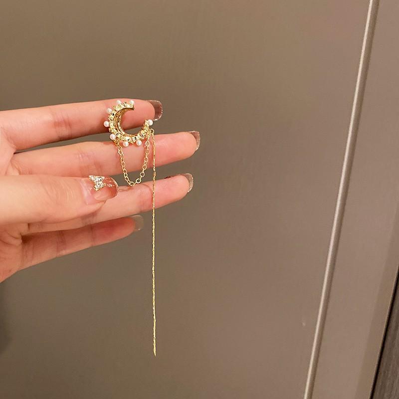 Zircon Diamond Butterfly Tassel Ear Clips ins Design Earrings Earrings