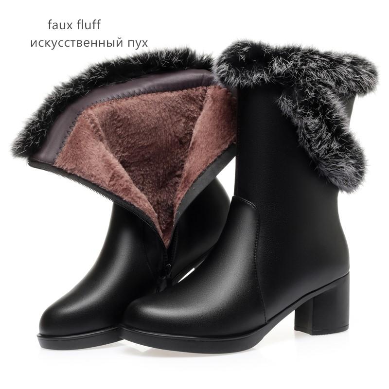 

Fashion AIYUQI Women Boots Winter Dress 2025 New Genuine Leather High Heel Women Half Boots Wool Rabbit Fur Snow Boots Ladies 43