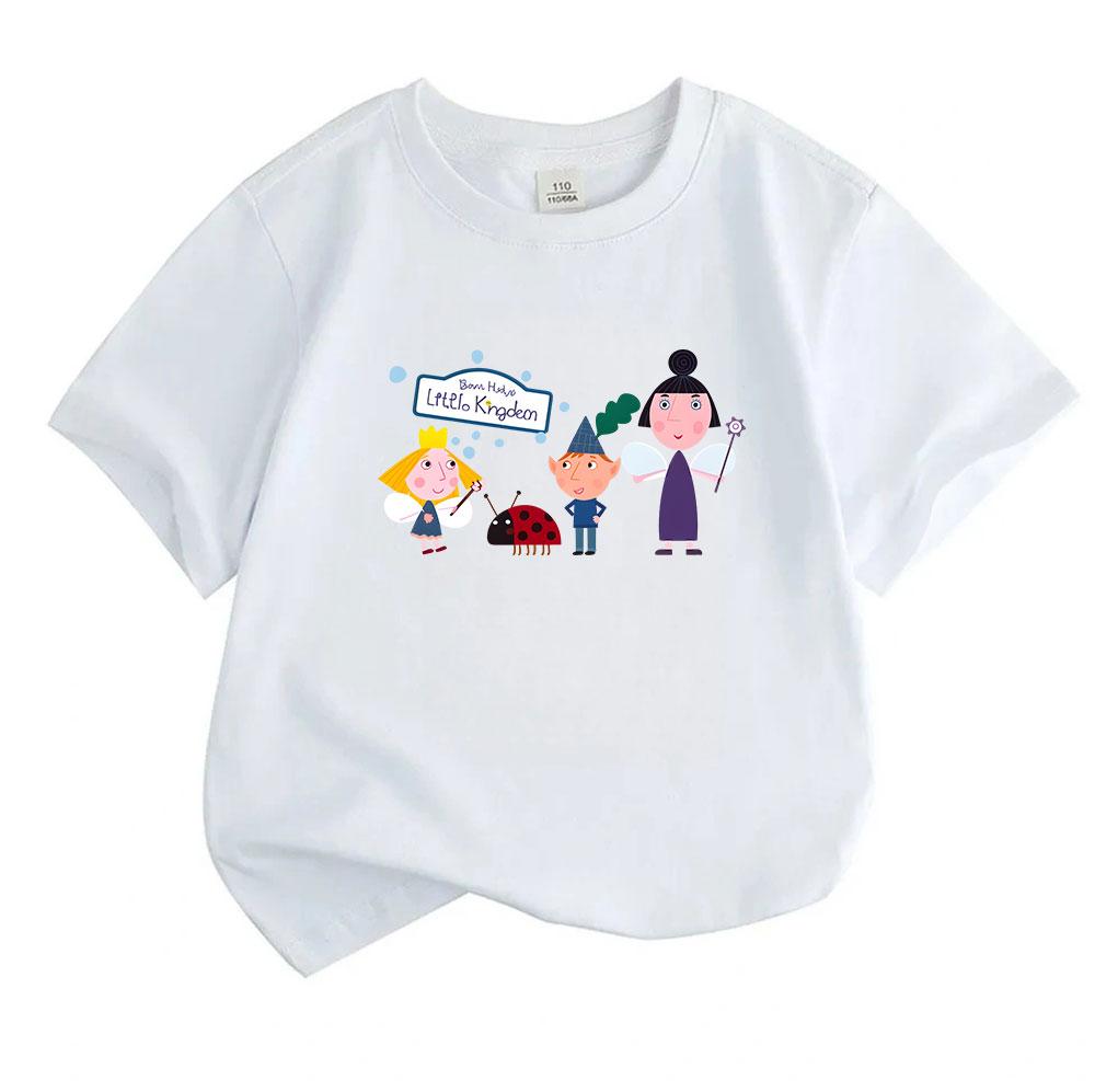 Kids Unisex 100% Cotton Crew Neck Short Sleeve T-Shirt, Cute Cartoon Fairy Dwarf Ladybug Printed Casual Soft Tee for Boys and Girls Daily Wear