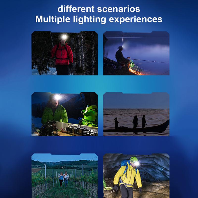 Reflektor czołowy USB zasilany akumulatorem 11 diod LED Mocne światło Latarka czołowa Wodoodporny Wbudowany akumulator Latarka wędkarska Latarnia zewnętrzna