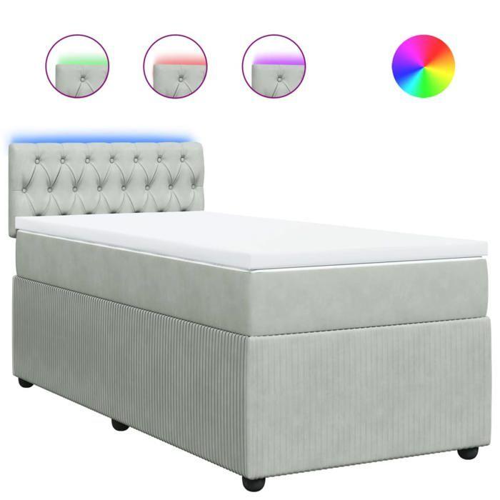 VidaXL Sommier à lattes de lit et matelas Gris clair 100x200cm Velours 3289968