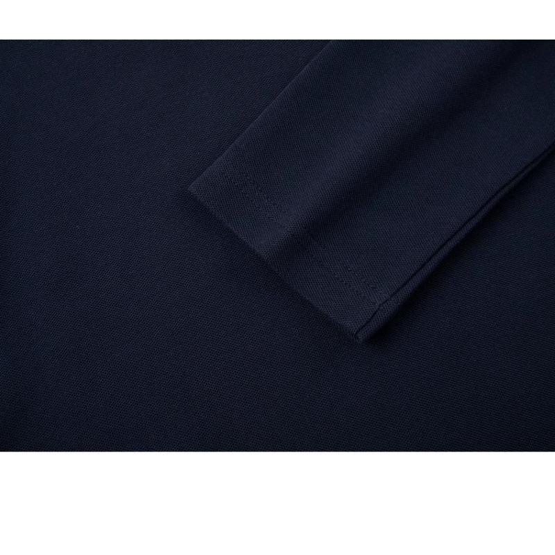 Casualowy T-shirt z kontrastowym kołnierzykiem polo, luźny, jesienny, z haftem, modny, z długim rękawem, kontrastowy top bazowy dla kobiet, T-shirty damskie