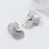 Gold Floral Stud Earrings With Rhinestone Accents Hollow Out Design Women Fashion Jewelry