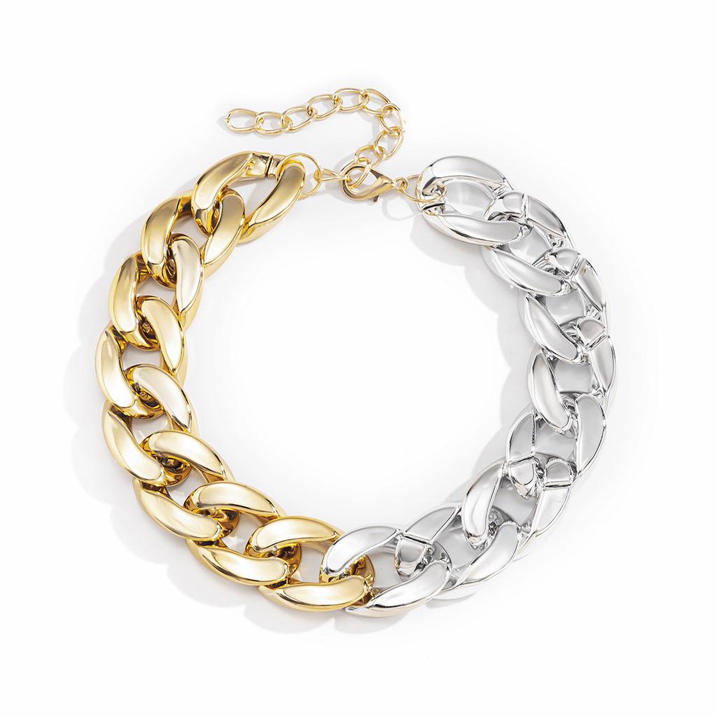 Exaggerated Punk Geometry Single-Layer Men'S And Women'S Necklaces, Fashion Trend Mixed Color Thick Chain Necklaces