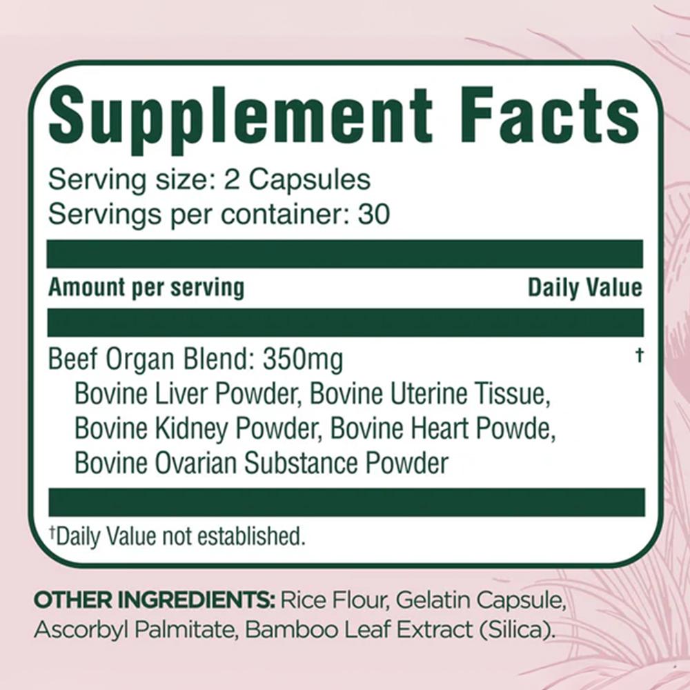 Beef Organ Blend 60 Capsules Daily Vitality Mental Clarity Energy Support