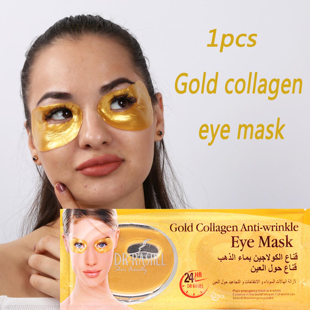 

1 пара коллагеновой золотой маски для глаз в сумке против старения, морщин, темных кругов, лифтинга, хрустальной маски для глаз, геля золотой