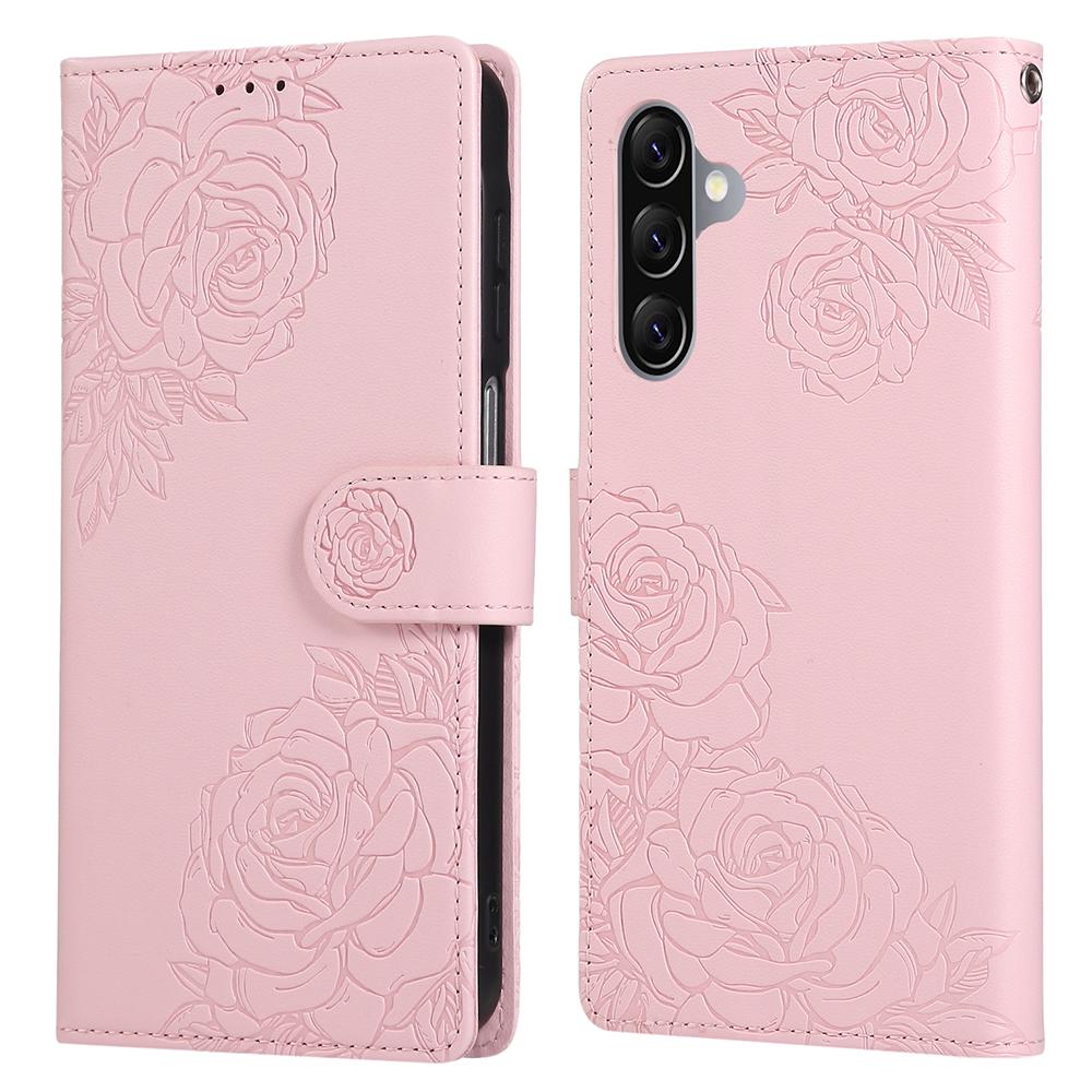 For Samsung Galaxy A17 5G/A26 5G Case Rose Flower PU Leather Wallet Phone Cover with 3 Card Slots/Wrist Strap
