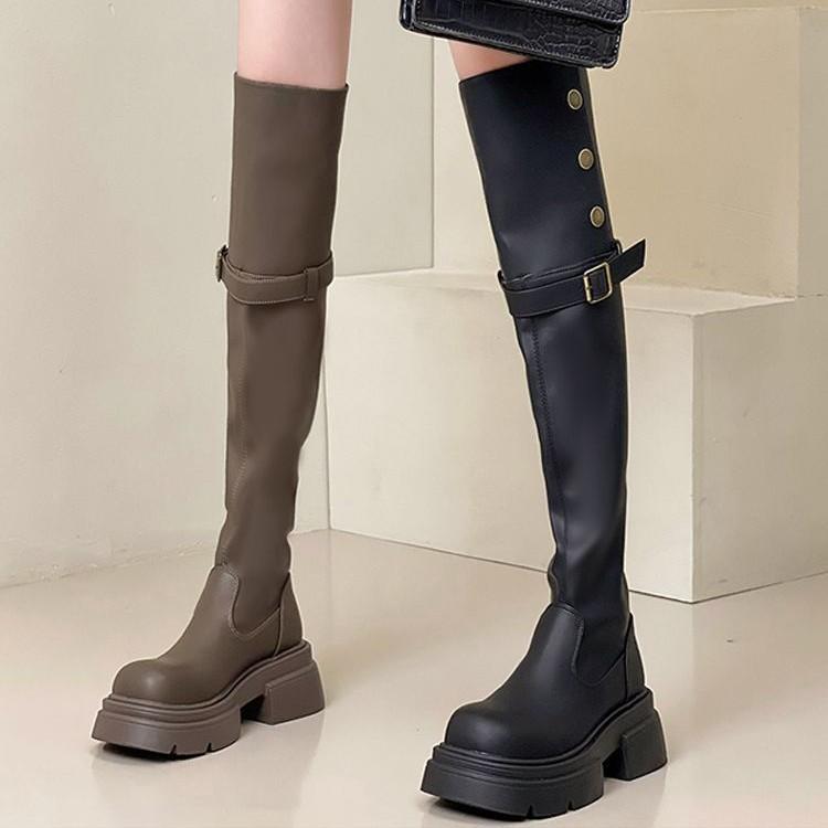 Ji Small Martin Boots Female Internet celebrity Knight Boots Over Knee Boots Thick Skinny Boots