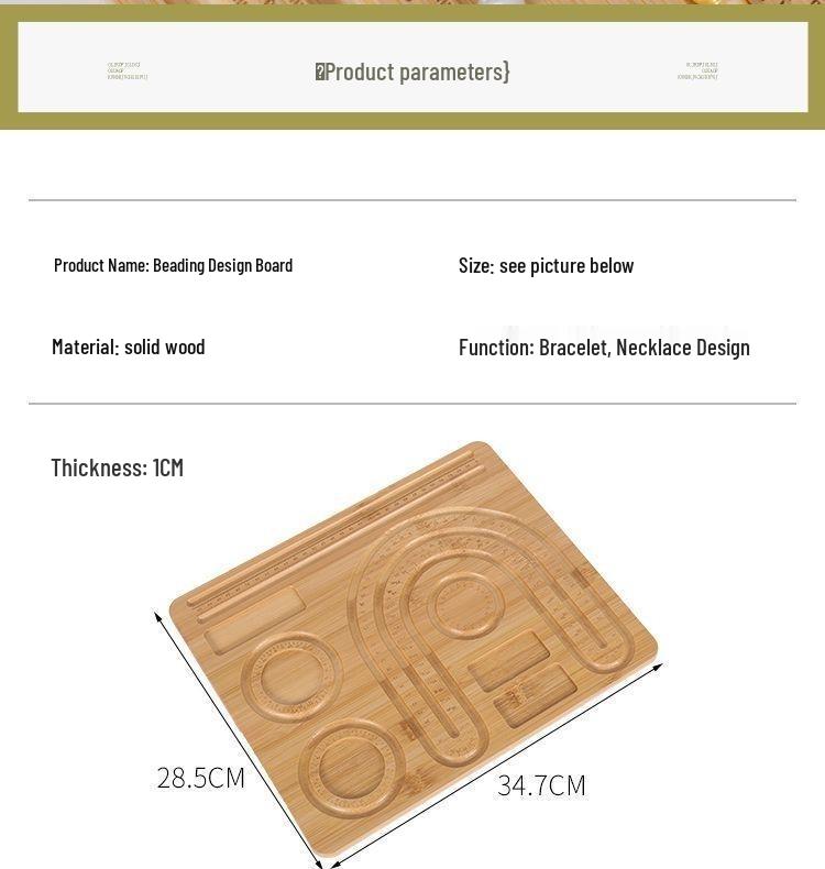 Plateau d'outils de conception de bijoux en bois massif avec échelle de mesure pour colliers de perles, perles en vrac et bracelets