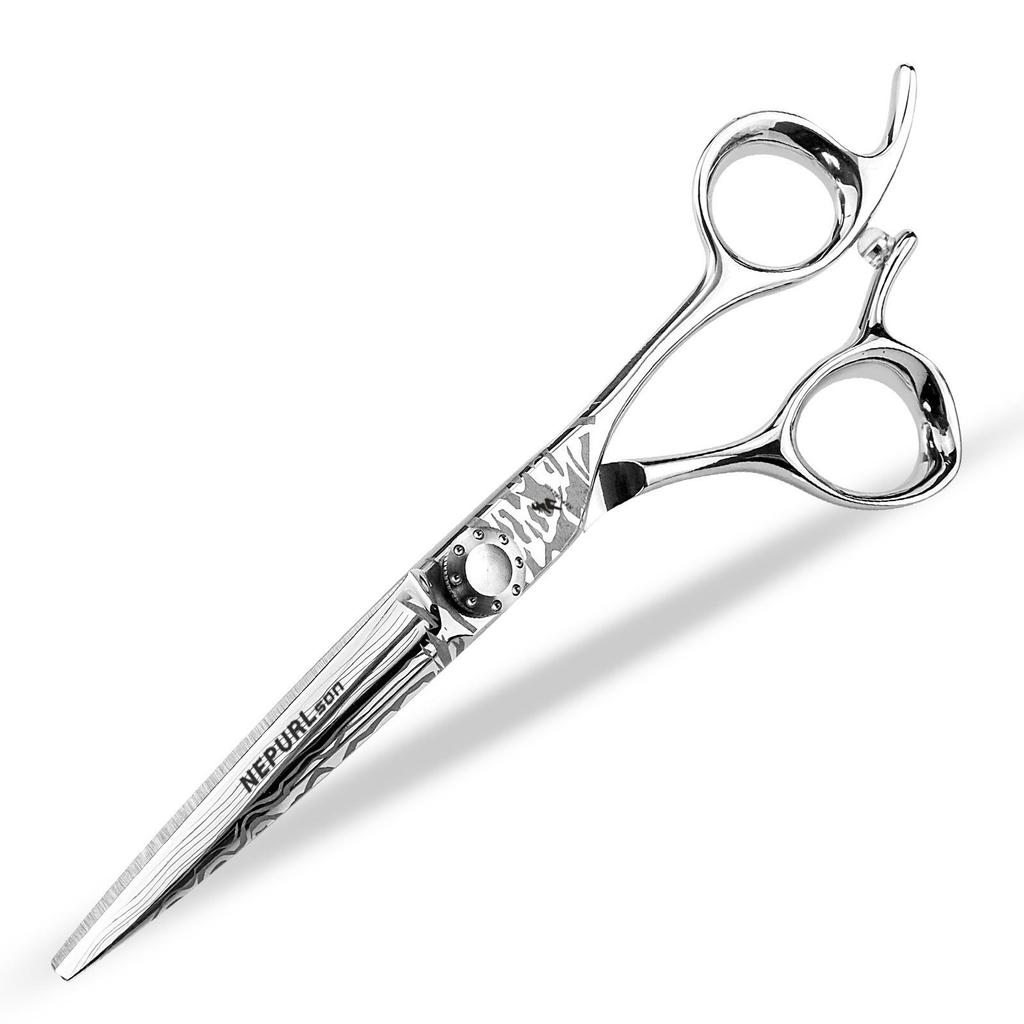 6.0” Damascus Pattern Hairdressing Scissors Set: Straight, Serrated & Thinning Scissors