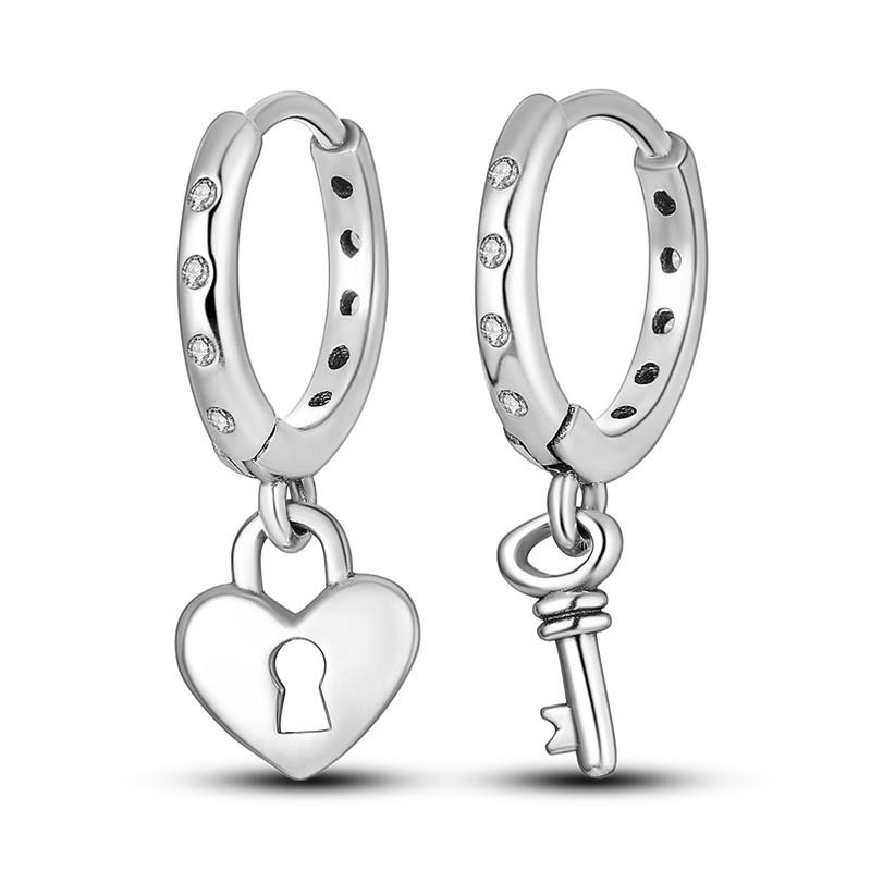 100% 925er Sterlingsilber Funkelnde Bunte Zirkon Ohrringe Herzförmige Creolen für Damen Hypoallergener Modeschmuck