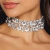 Popular Double-Layer Large Crystal Pendant Necklace, Exaggerated Fashion And Shiny Rhinestone Collarbone Chain Jewelry