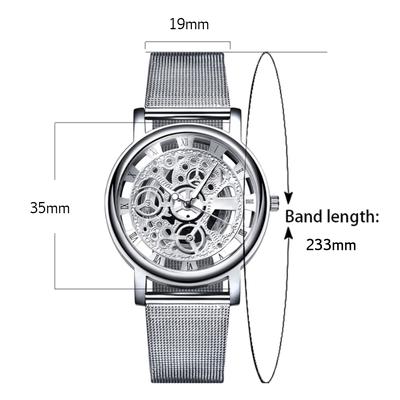 Módne kovové sieťované náramkové hodinky pre mužov, vintage, duté, quartzové hodinky, okrúhly ciferník, náramkové hodinky