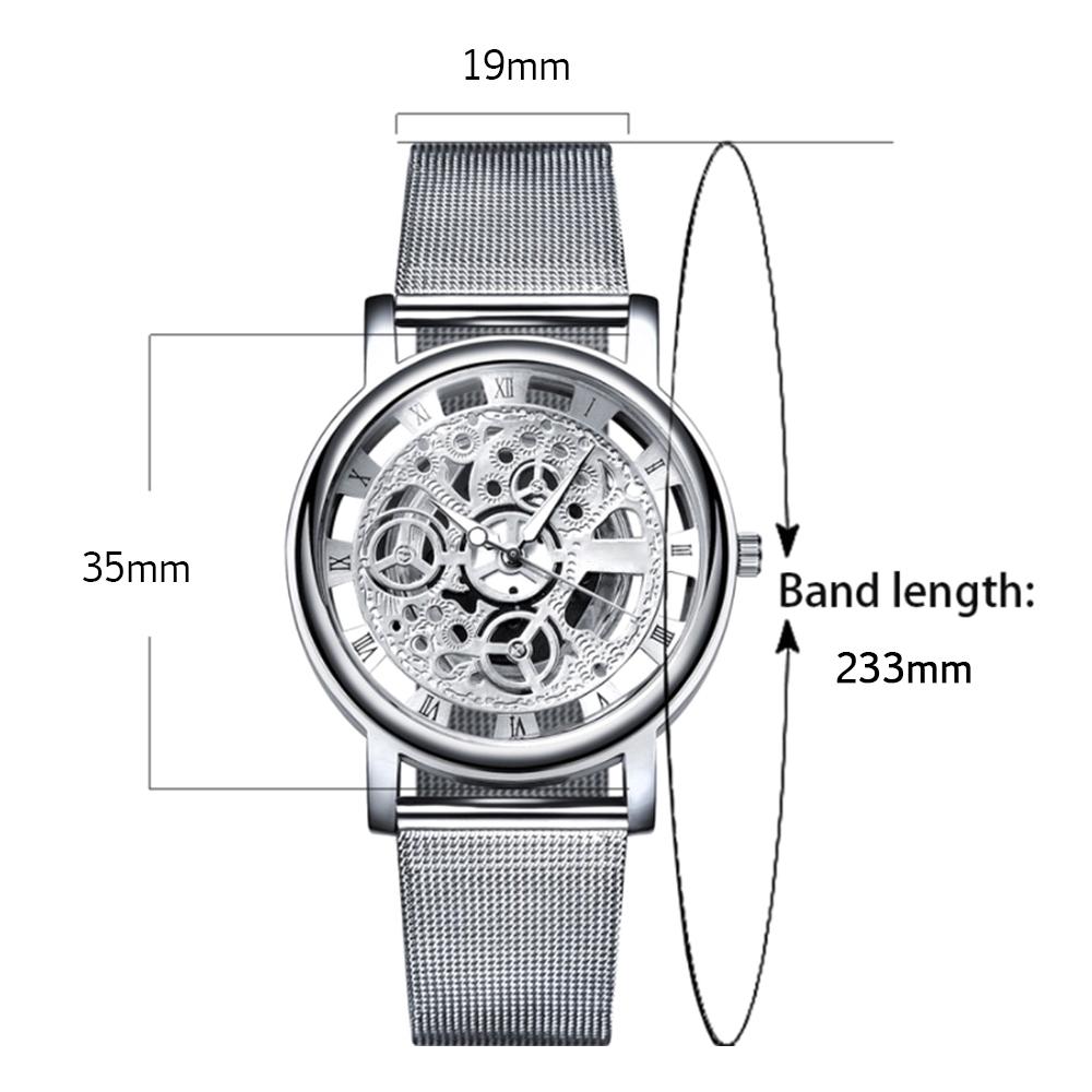 Fashion Metal Mesh Band Watch Men Vintage Hollow Quartz Watch Round Dial Wrist Watch