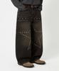 Trillion Star Hot Fix Balloon Fit Washed Denim Pants_3Color
