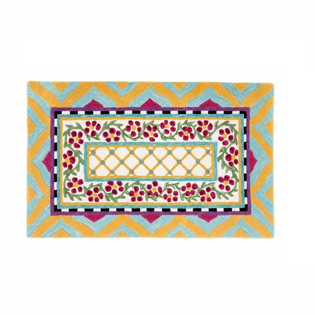 Non- Absorbent Doormat with Cute Design, Faux Wool Irregular Shape for Entryway and Bathroom, 4060cm, Flower 4