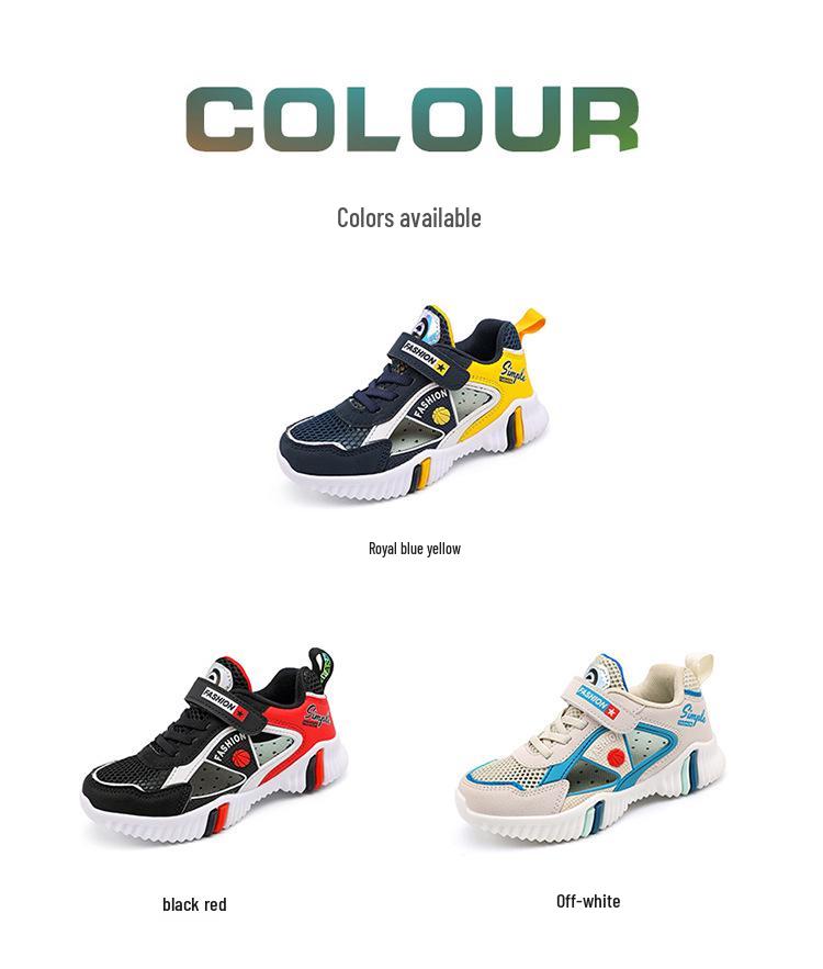 Boys' Breathable Mesh Non-Slip Sports Shoes, Durable for Ages 10-12