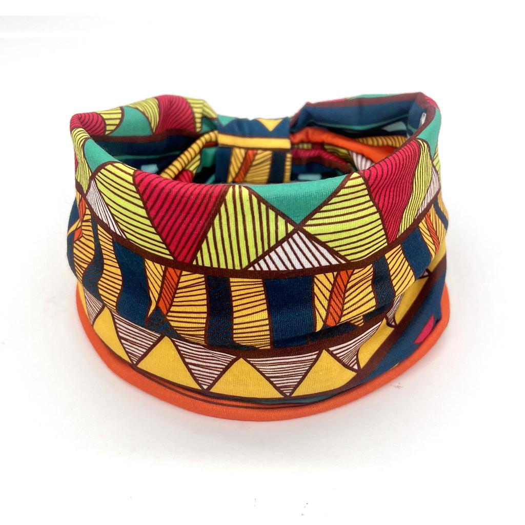 European American Women's Hair Band African Print Pattern Wide Edge Elastic Knot Sports Yoga Headband Women's Headwear Hair