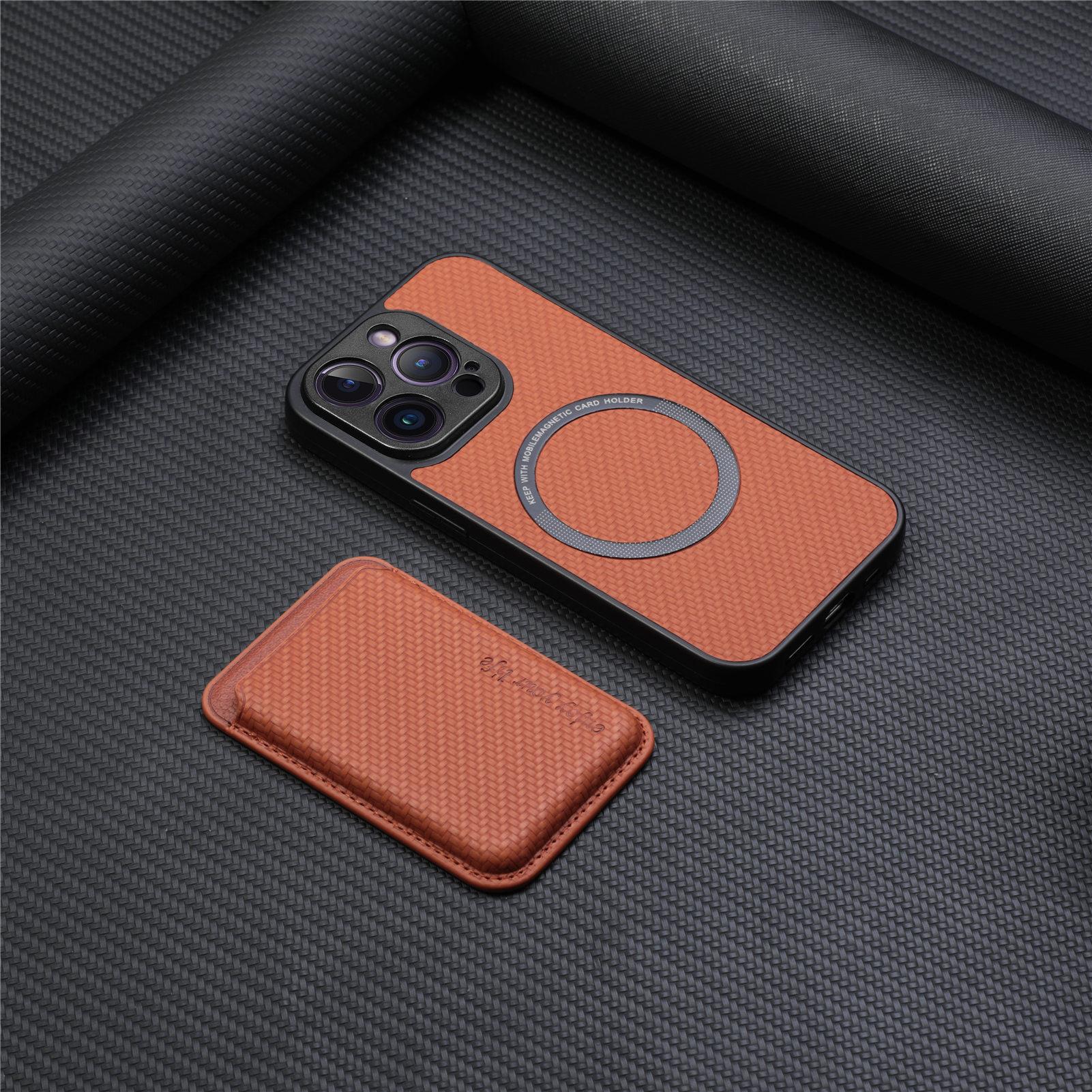 

Carbon Fiber Style PU Leather for Magsafe Case for iPhone 17 Air 16 15 Pro Max 16e 14 Plus 11 12 13 Mini Cover Card Holder LM2 Case and Card Holder&iPhone Air