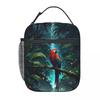 Tropisches A-Wald-Papageien-Design Isolierte Lunchtasche für Damen Kinder Tragbare Lebensmittelboxen Thermische Lunchbox Tragetasche