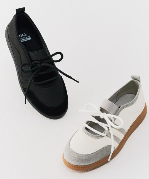 [JILL BY JILLSTUART] Slim Flat Lace-up Sneakers JLSO5F421BK JLSO5F422G1 Black_Jlso5F421Bk-230