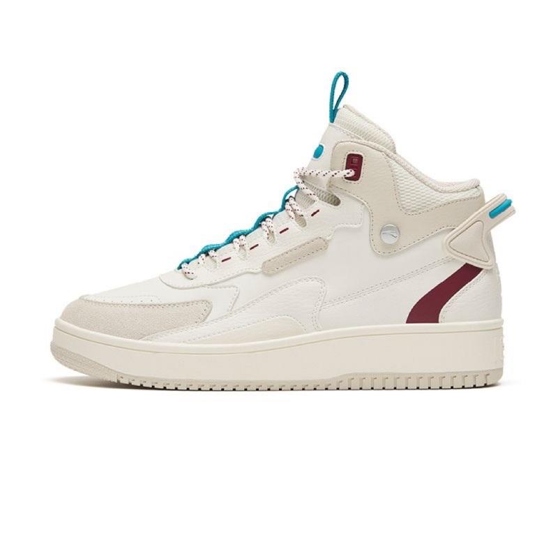 Anta Slip-Resistant Cushioning Wear-Resistant Mid-Top Skateboard Shoes Men s White Sneakers 112148013R-6 43
