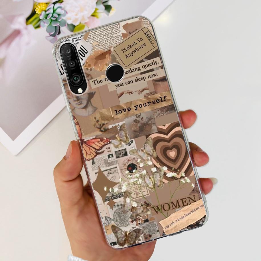 For Huawei P30 Lite Case 2020 Fashion Flower Bumper Soft Silicone Clear Cover For Huawei P30 Lite Pro Fundas P 30 P30Lite Hoesje