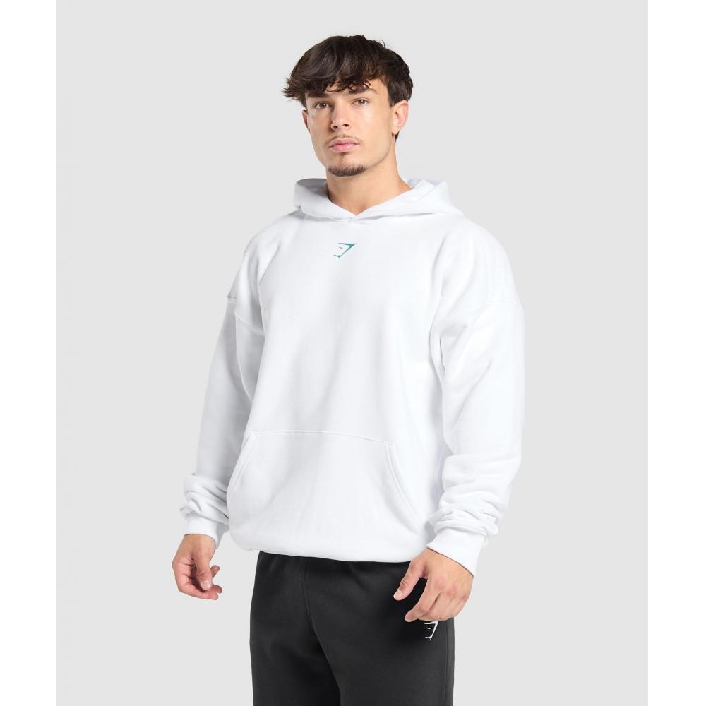 Gymshark Lifting Club Hoodie White Artificial Teal A1c8c Wc65