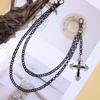 Hip Hop Cross Pendant Waist Chain Metal Dual Layer Accessory For Men Women