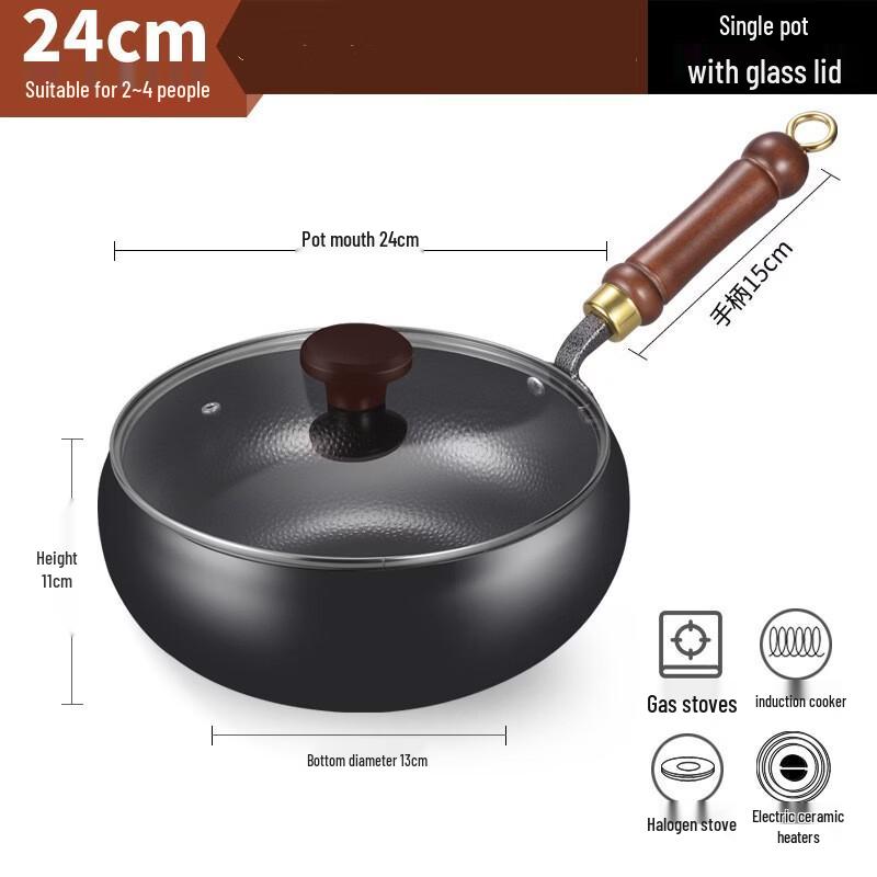 Wutuo Hand-Forged Iron Wok with Glass Lid